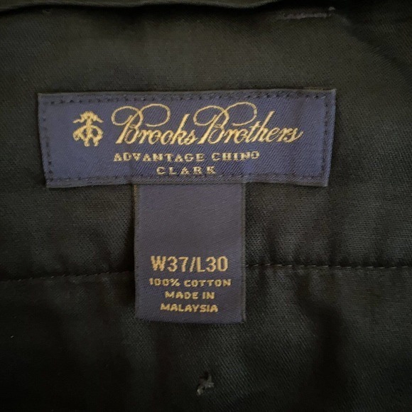 Brooks Brothers Men's Advantage Chino Clark Pants Solid Blue Flat Front 37 x 30 - Picture 4 of 4
